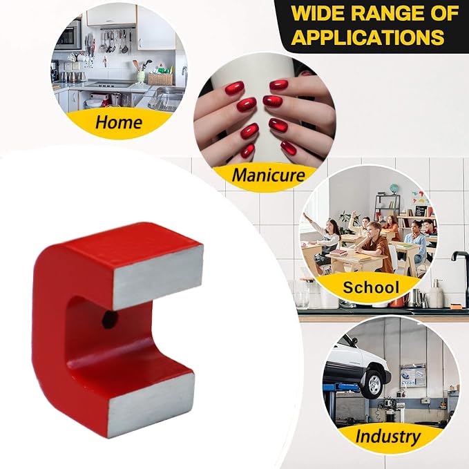AOAUTO Horseshoe Magnet,U Horseshoe Magnet for Nails,Red Cast Alnico 5 Bridge Magnets with Keeper for Home, Office, and DIY - Image 4